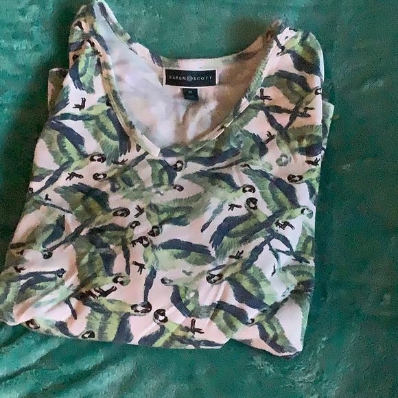 Tropical Parrots Long Sleeved Tee Shirt Plus Size 2X Karen Scott Resale - Picture 13 of 14